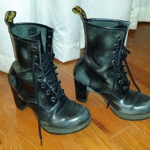 Dr. Martens black Darcy heels, leather boots